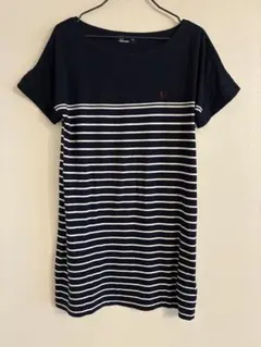 FRED PERRY ネイビー/ホワイト ストライプ 半袖ワンピース　Tシャツ