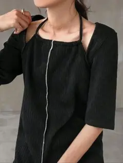 リブニット キャミワンピース ブラック JP-L