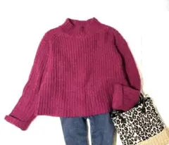 美品　スピックアンドスパン　ニット　セーター　モヘア　ピンク　ボトルネック