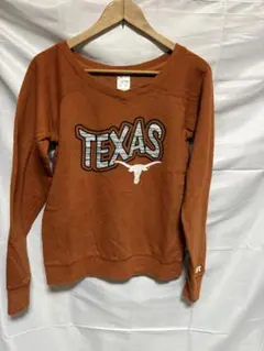RUSSELL TEXAS スウェット M相当 オレンジ カレッジロゴ 古着