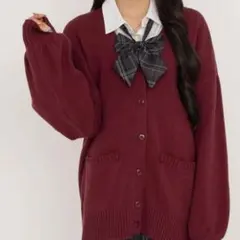 WEGO スクールニットカーディガン レッドワイン F