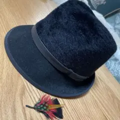 ウール ブラック フェルトハット おまけ羽根付き