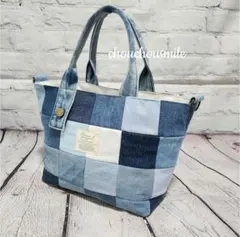 ⭐No.D591 デニムパッチワーク⭐トートバッグ⭐デニムリメイク