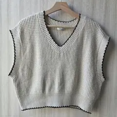 LOWRYS FARM ニットベスト Vネック アイボリー F