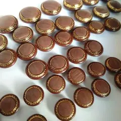 201 レトロボタン　飾りボタン　ブラウン×ゴールド　15㎜ー23㎜