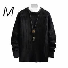 セーター メンズ 冬服 メンズ クルーネック ニット ブラック