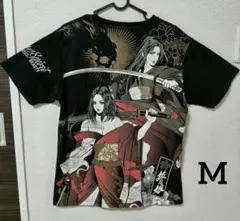DIVINE RETRIBUTION 抜刀娘 和柄Tシャツ 刺繍 総柄 黒 M - メルカリ