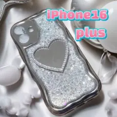 iPhone16plusスマホケース　キラキラ　ミラー　韓国　　シルバー　鏡