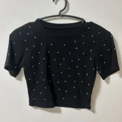 SHEIN ストーン付きショート丈Tシャツ