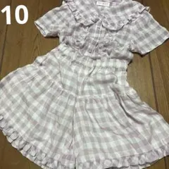 ♡薄紫のチェック柄ショートパンツ上下セット 120♡