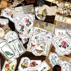 シールステッカー  4種　花　植物　コラージュ　スクラップブッキング　紙もの