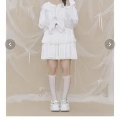 merry jennyカットティアードミニスカート ホワイト　フリーサイズのサムネイル