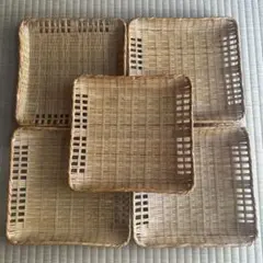 竹製四角形バスケット5個セット