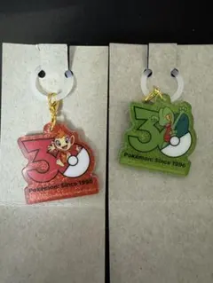 ポケチャーム　30周年ロゴマスコット ヒコザル　キモリ