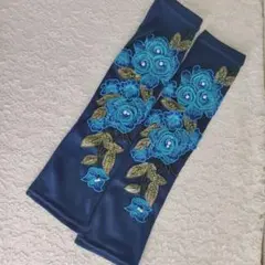 アームカバー　お花モチーフ　ブルー aa210