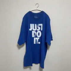 【NIKE】ナイキ JUST DO IT. ロゴ 青 Tシャツ 2XL 古着