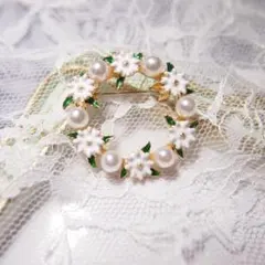 花 パール サークルブローチ ホワイト ゴールド 卒業式 入学式 フォーマル