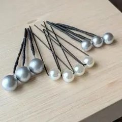 パールピン　ボールピック　成人式　髪飾り　ヘアアレンジ　ちょい足し　シルバー