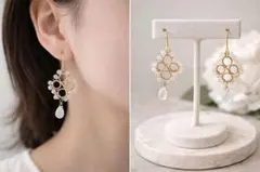 ムーンストーン　ワイヤーアート　ピアス　or イヤリング