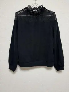 【美品】ニットトップス  シースルー　水玉　黒　M オフショル　ハイネック