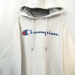 Champion チャンピオン スクリプトロゴ 定番 パーカー S 白 古着