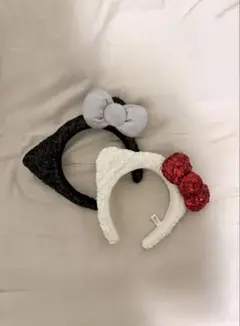 キティーちゃんカチューシャ 2点セット 黒と白