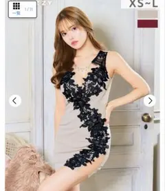 DAZZY ゴージャスレースライン谷間透けノースリタイトドレス Mサイズ