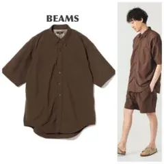 未使用　BEAMS 【撥水】リラックスフィット アクティブ シャツ　BROWNのサムネイル