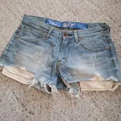 デニムショートパンツ ライトブルー ダメージパンツ　平成