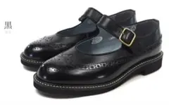 【希少サイズ】HARUTA ウィングチップ メリージェーンシューズ黒 23cm