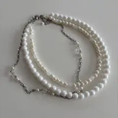 ホワイトパール 3連ネックレス（イミテーション）