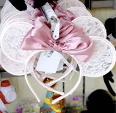 ディズニー カチューシャ ミニー ピンク レース