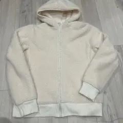 ブロックテックフリースボアパーカ（長袖）　白　防風パーカー　L オフホワイト