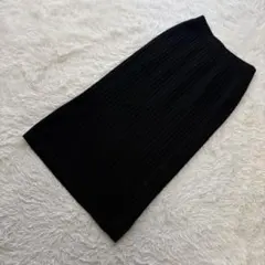 極美品✨アーバンリサーチ【F】リブニットロングタイトスカート ウール混 ブラック