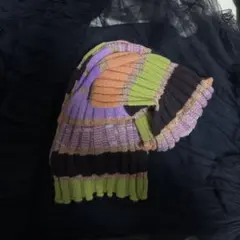 マルチカラーストライプニットマフラー
