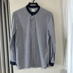 ユナイテッドアローズ　ノーカラー　ストライプシャツ　M