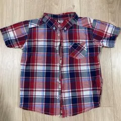 キッズ130サイズ　赤青チェック半袖シャツ