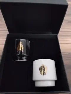 黒白お猪口セット（陶器・金模様）