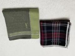 ブランドメンズハンカチ2枚セット (サンローラン・Burberry)