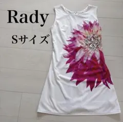 Rady 花柄 ビジュー ノースリーブ ミニワンピース Sのサムネイル