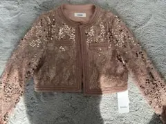 SNIDEL ノーカラージャケット ピンク　テクスチャー　ショートジャケット