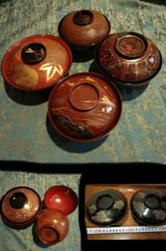 【観賞用】色々アンティークお椀のセット 9点 骨董品