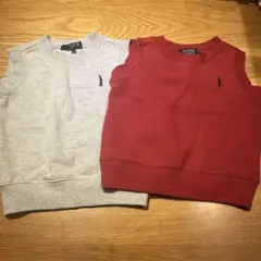 【2点セット】　イーストボーイ　ベスト　無地　グレー　赤　90