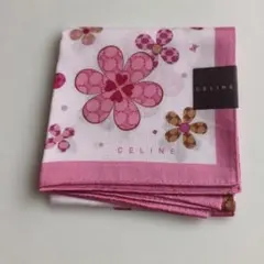 CELINE　セリーヌ ハンカチ ピンク 花柄 マカダム　レディースのサムネイル