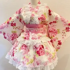 Majoretty 浴衣 帯セット リボン柄 オフホワイト まゆろん Lサイズ