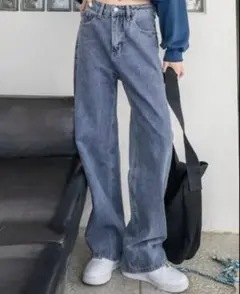 shein dazyライトブルー ストレートデニム