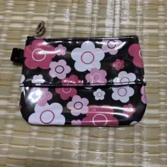 花柄ポーチ 黒 ピンク 白
