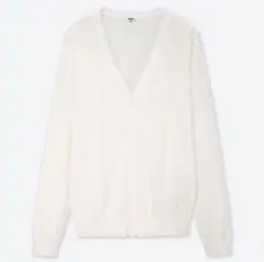 美品 UNIQLO UVカットスーピマコットンVネックカーディガン ホワイト S