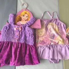 ラプンツェル　水着　プールタオル　110センチ　2点セット