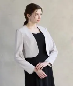 【美品】エメ　ノーカラーショート丈ジャケット　フォーマル　ボレロセレモニー　M